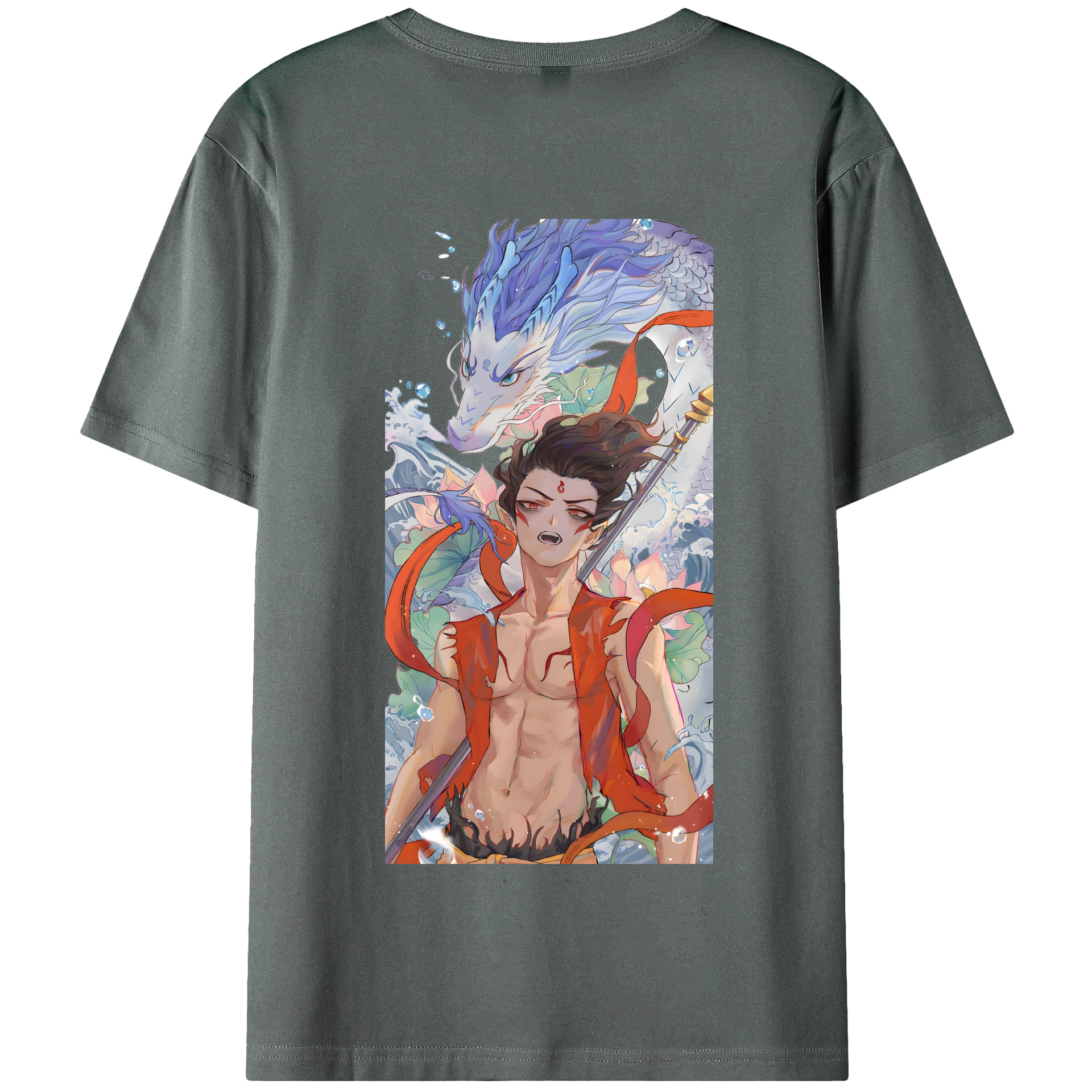 （画像用） Ne Zha 2 ナタ 魔童の大暴れ 綿100％半袖Tシャツ（背面プリント）